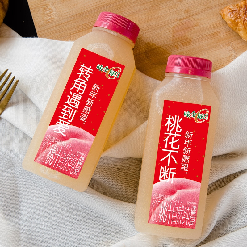 味全 每日c 100%果汁 桃汁 300ml 两件起售(新老包装随机发货)
