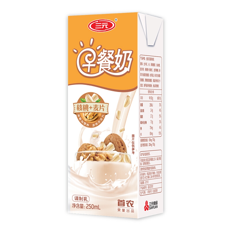三元 早餐奶(核桃 麦片) 250ml*12盒