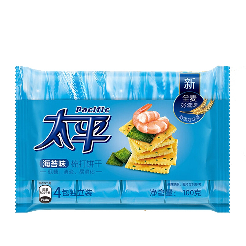 太平 梳打饼干 苏打饼干咸味饼干零食 100g 海苔