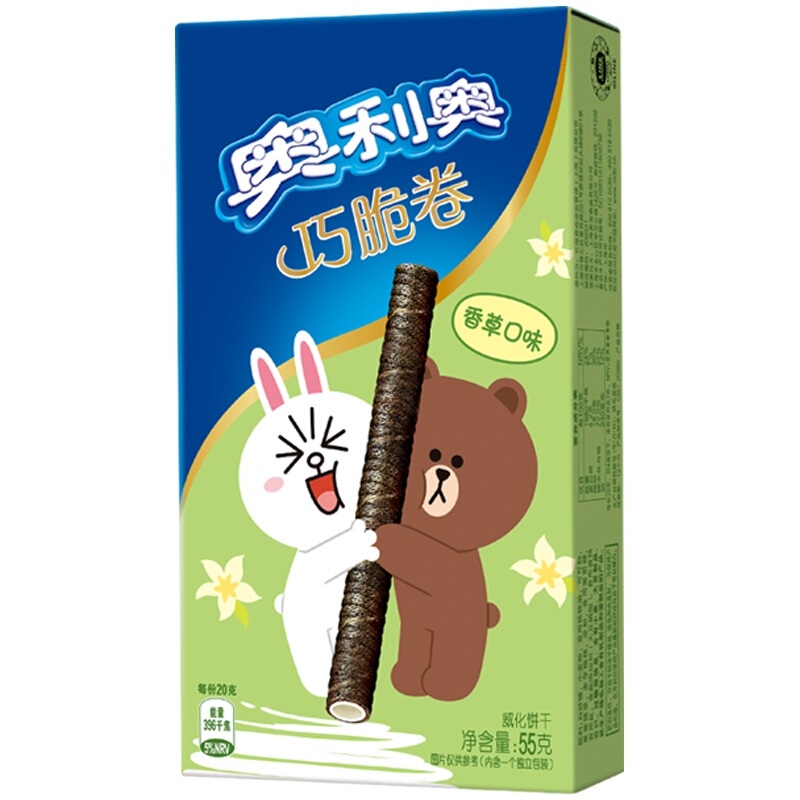 奥利奥(oreo) 巧脆卷 香草味零食蛋卷威化饼干55g (新老包装随机发货)