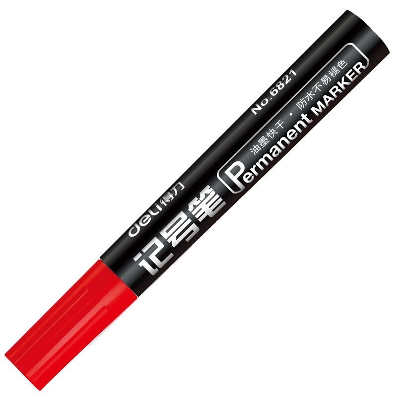 得力(deli)粗头物流油性记号笔大头笔 红色 单支6821