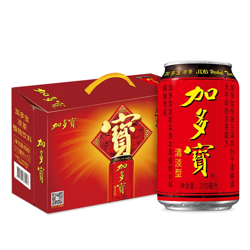 加多宝 凉茶植物饮料 茶饮料 310ml*12罐 整箱装