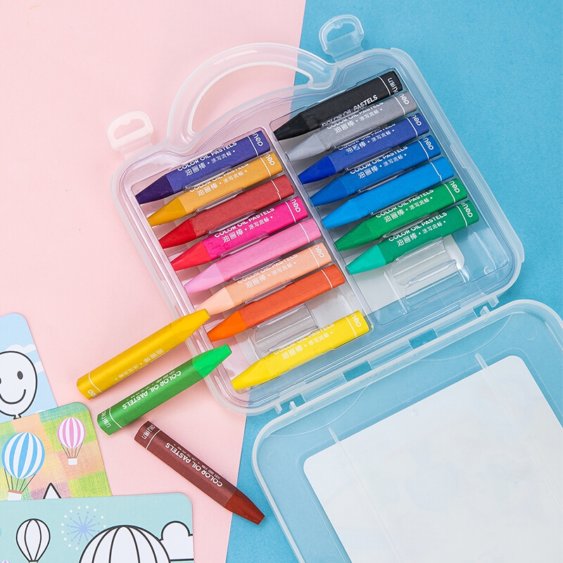 得力18色学生三角杆丝滑油画棒 72071